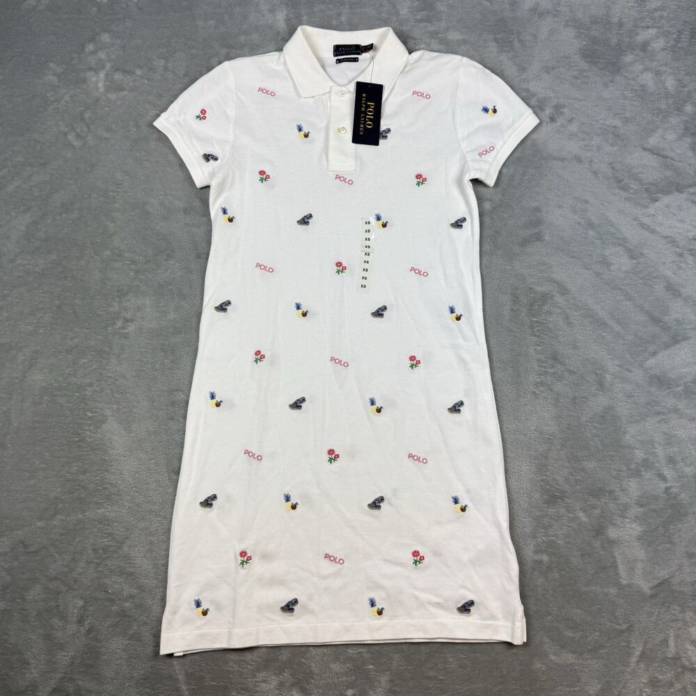 Polo Ralph Lauren The Mesh Mini Polo Dress Women’s XS White Embroidered NWT